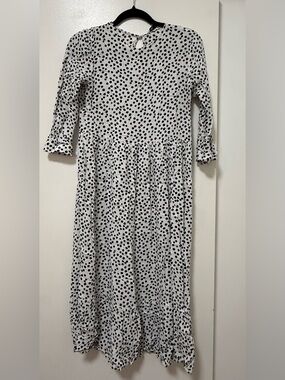 Zara White Dress with Black Polka Dots